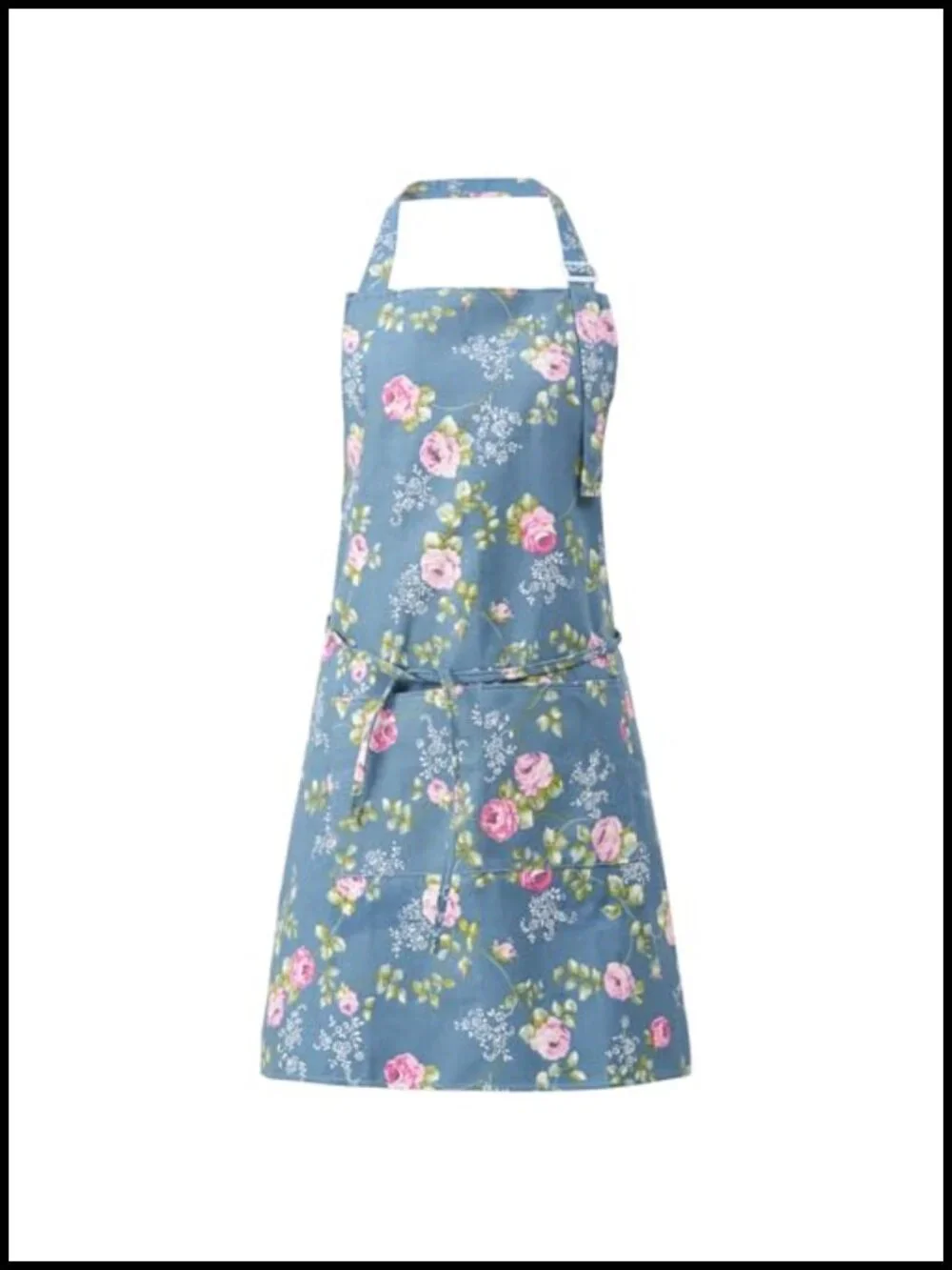 Cotton Linen Apron with Pockets Adjustable Neck Strap Kitchen Baking Gardening